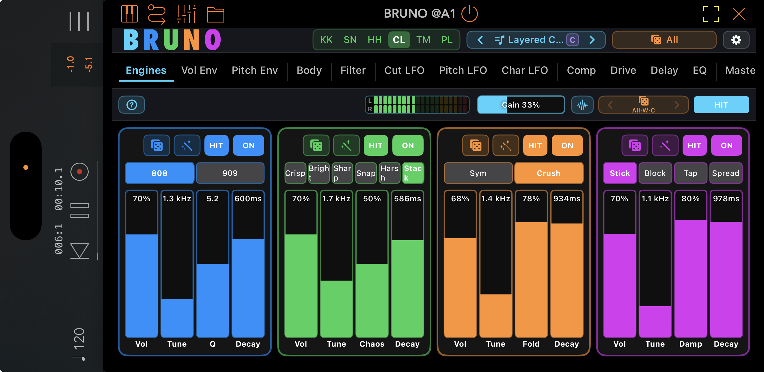 Bruno running as an AUv3 plug-in on iPhone